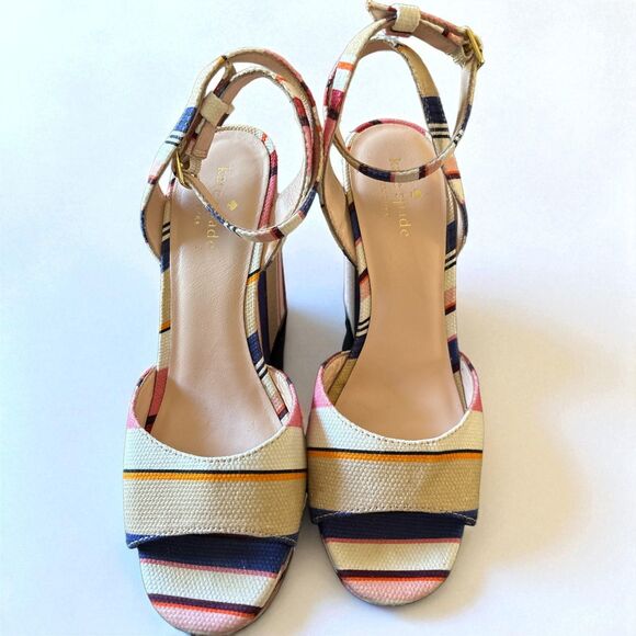 Kate Spade New York Dellie Womens Size 8M Multicolor Berber Stripe Wedge Sandal - Picture 3 of 6